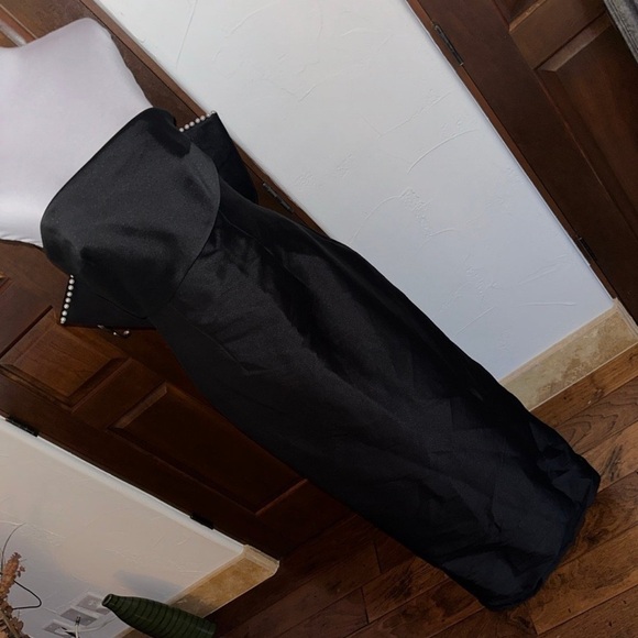 Sachin & Babi Keira Black Strapless Faux Pearl Bow Evening Gown•Sz4•NWT•MSRP$895 - Picture 4 of 6